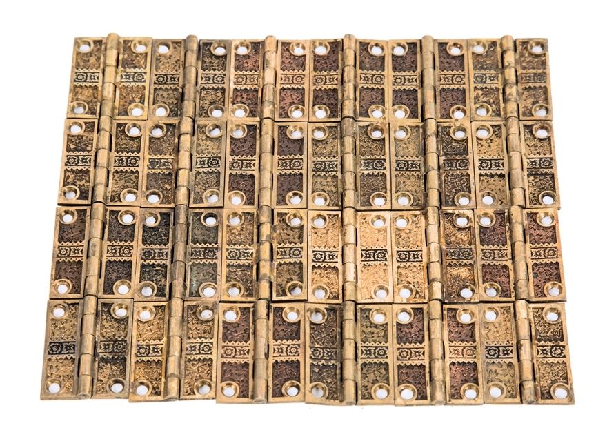 huge lot of highly sought after 19th century "ivy" pattern eastlake style ornamental cast bronze residential shutter hinges