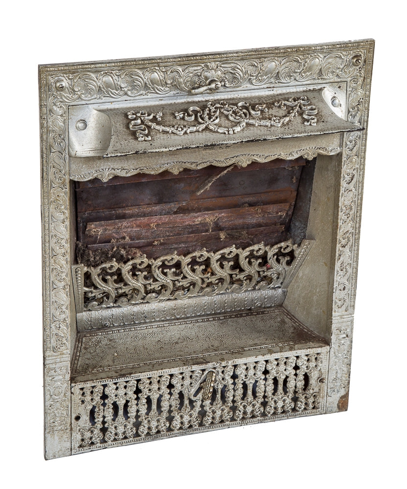 highly desirable late 19th century original antique american victorian era salvaged chicago interior residential fireplace gas "grate" or insert with patented design