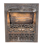 highly sought after and richly ornamented cast iron dawson brothers salvaged chicago interior residential fireplace insert with oxidized copper-plated finish