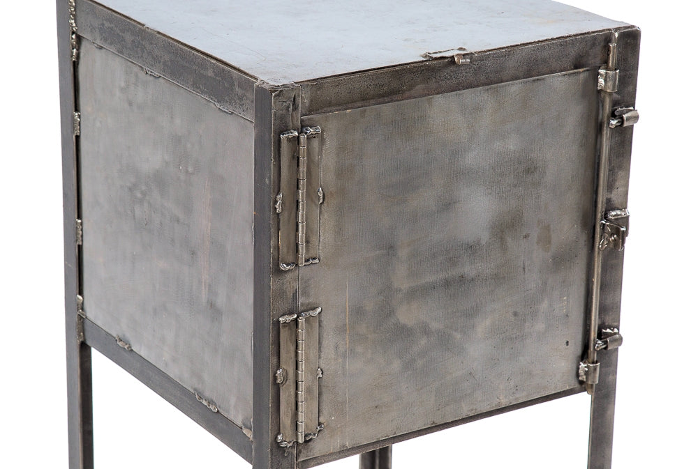american depression era industrial custom-built freestanding factory foreman lockable strongbox comprised of welded joint steel