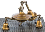 fully functional c. 1930's depression-era antique american spun brass metal three-light "pan" ceiling fixture with original canopy and three tun key sockets concealed with shade holders