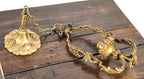 original early 20th century antique american interior residential single pendant light with ornamental canopy and intricate leafage