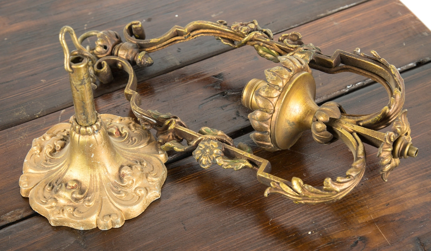 original early 20th century antique american interior residential single pendant light with ornamental canopy and intricate leafage