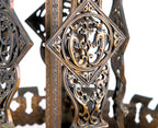 finely executed all original heavily ornamented cast bronze five-arm c. 1920's spanish revival style ceiling fixture with plated surface patina in excellent condition