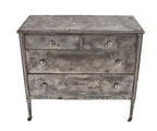 original c. 1930's american vintage industrial brushed metal lowboy salvaged chicago mobile four-legged dresser with intact bassick casters