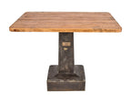 early 20th century antique american industrial heavy duty freestanding cast iron table base with newly added solid oak wood tabletop with rounded edges and corners