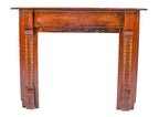 highly desirable late 19th original and intact hand-carved cherry wood salvaged chicago fireplace mantel with elegantly designed floral motifs along the frieze