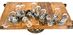 group of 12 lightly cleaned and refinished c. 1930's american antique industrial "explosion proof" chicago factory crouse-hinds pendant lights or condulets with