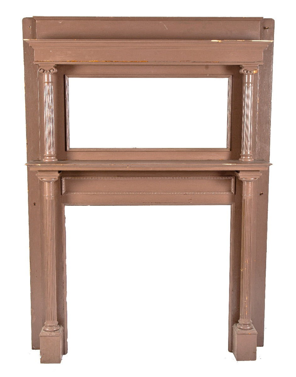 late 19th century antique american victorian era interior residential salvaged chicago fireplace mantel with fluted columns