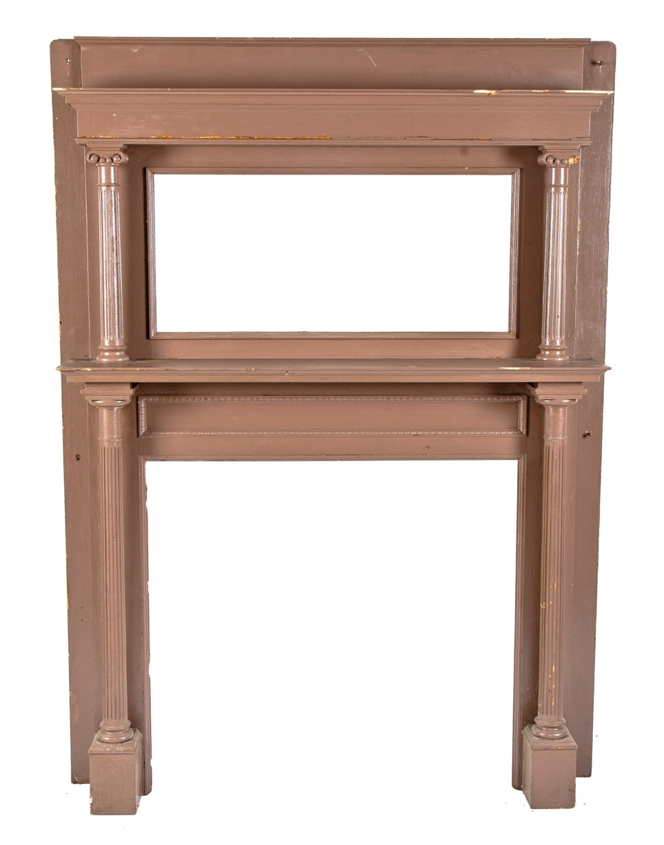 original late 19th century solid quartered white oak salvaged chicago interior residential fireplace full mantel with intact beveled edge mirror
