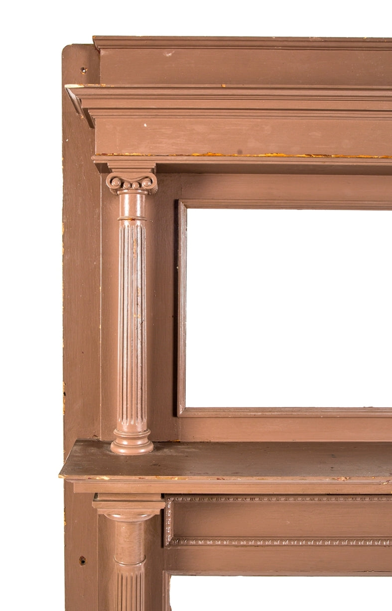 original late 19th century solid quartered white oak salvaged chicago interior residential fireplace full mantel with intact beveled edge mirror