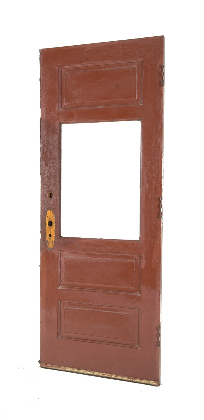one original early 20th century heavy oak wood salvaged chicago interior residential vestibule door with intact heavy plate glass with beveled edges