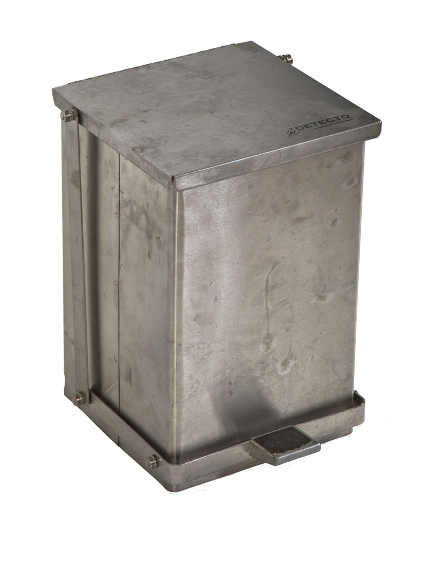 fully functional vintage american foot-operated small and compact industrial stainless steel salvaged chicago public school labroatry waste or trash can