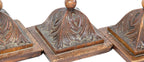 one of three custom-made 19th century antique american hard-carved richardsonian romanesque solid oak wood interior residential newel post finial or cap with original finish