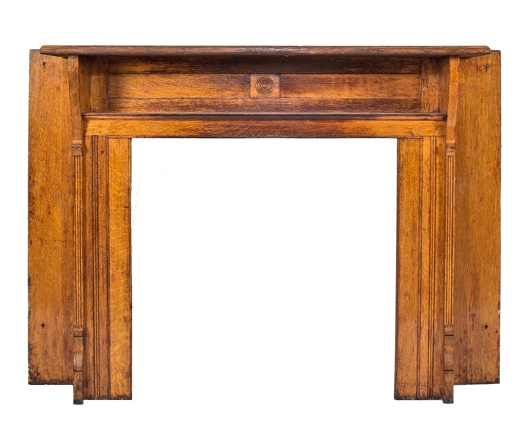 nicely designed 19th century intact salvaged chicago american victorian era solid quartered oak interior residential fireplace mantel with original finish