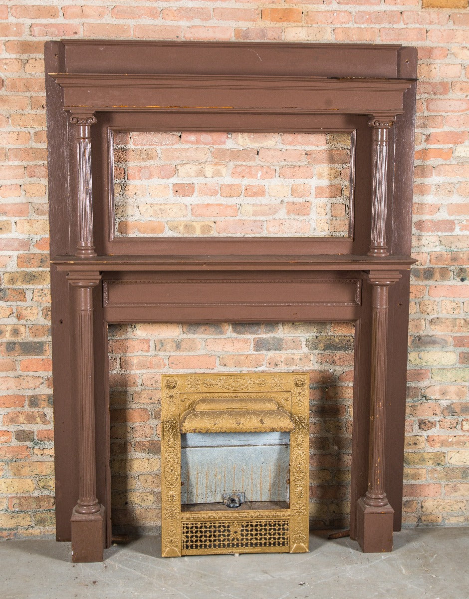 late 19th century antique american victorian era interior residential salvaged chicago fireplace mantel with fluted columns