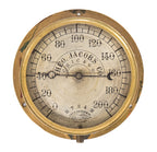 original oversized cast brass encased steam pressure gauge salvaged from holabird and roche's pontiac building abandoned basement heating plant dating to 1890