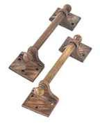 hard to find original early 1890's interior holabird and roche's pontiac skyscraper building cast brass window sash pulls with oxidize copper-plated finish