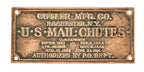original c. 1914 single-sided stamped brass fort dearborn hotel cutler mail chute company plaque with nicely aged surface patina