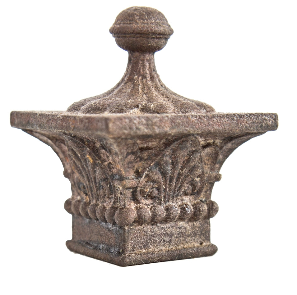 one of two matching 1896 william le baron jenney's davis or morton building interior elevator cast iron finials with ball finials and anthemions