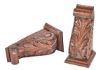 matching set of late 19th century ornamental oak wood with gesso interior residential salvaged chicago brackets or corbels with original and intact stained finish