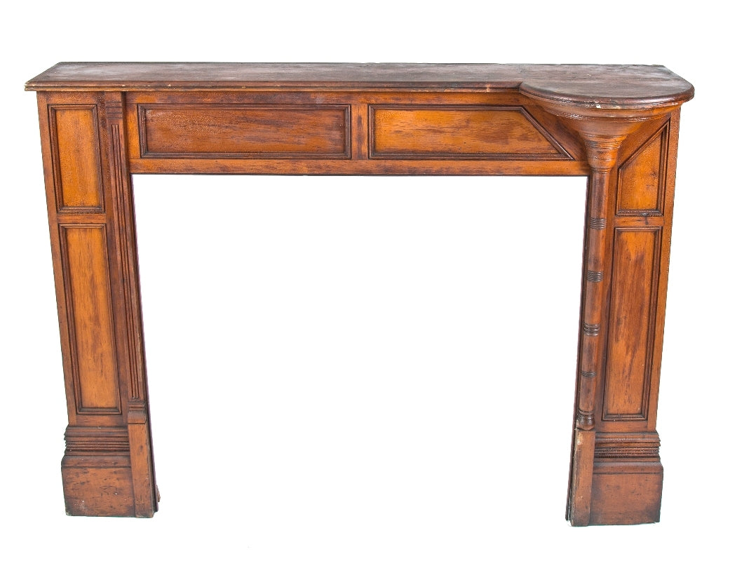 elegantly designed original solid cherry wood interior residential salvaged chicago fireplace mantel likely designed and fabricated by chas. f. lorenzen & company