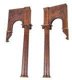 late 19th or early 20th century antique american salvaged chicago varnished oak wood fluted columns with ionic columns, arches, and elegantly designed corbels