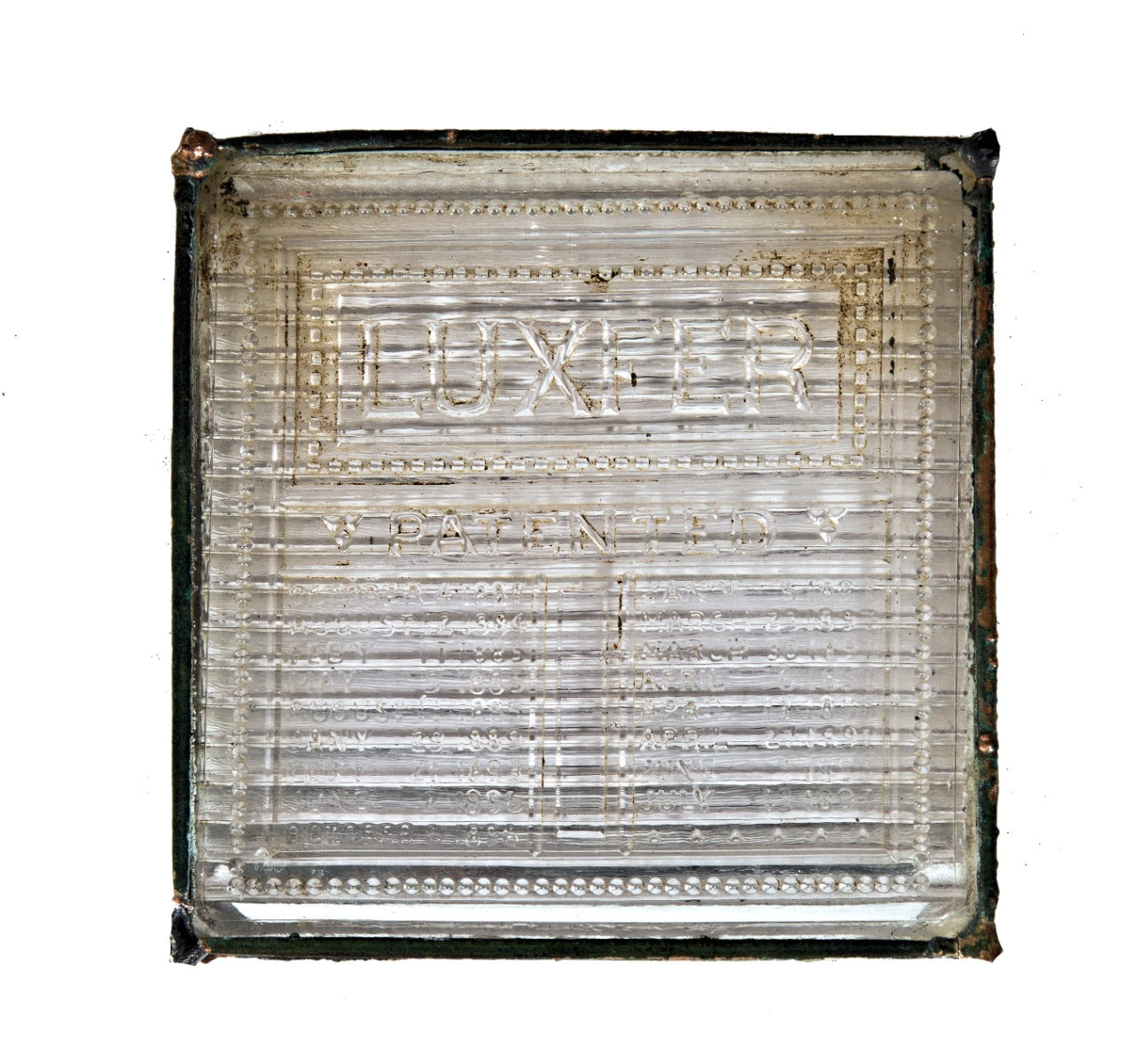 important 1890s frank lloyd wright-designed luxfer prism company patent tile with original copper caming
