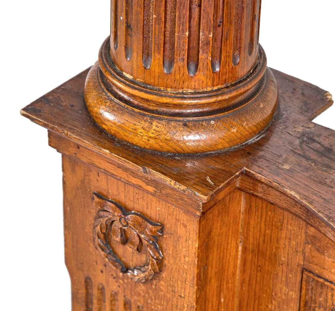 all original and intact 19th century american salvaged chicago varnished oak wood interior residential room divider or colonnade replete with heavily ornament gesso molding