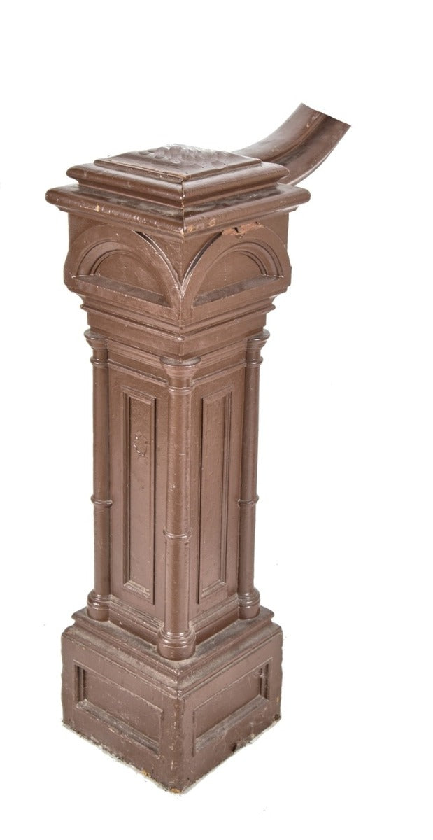hard to find oversized c. 1870's freestanding box-shaped solid walnut interior residential salvaged chicago staircase newel post with pyramidal-shaped top