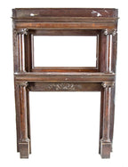 all original and completely intact late 19th century american victorian era varnished quartered oak wood fireplace mantel with intact beveled edge mirror