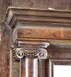 all original and completely intact late 19th century american victorian era varnished quartered oak wood fireplace mantel with intact beveled edge mirror