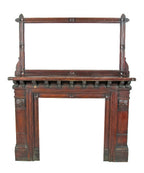 incredible all original and intact solid cherry wood american aesthetic style or eastlake interior residential fireplace mantel with oversized beveled edge mirror