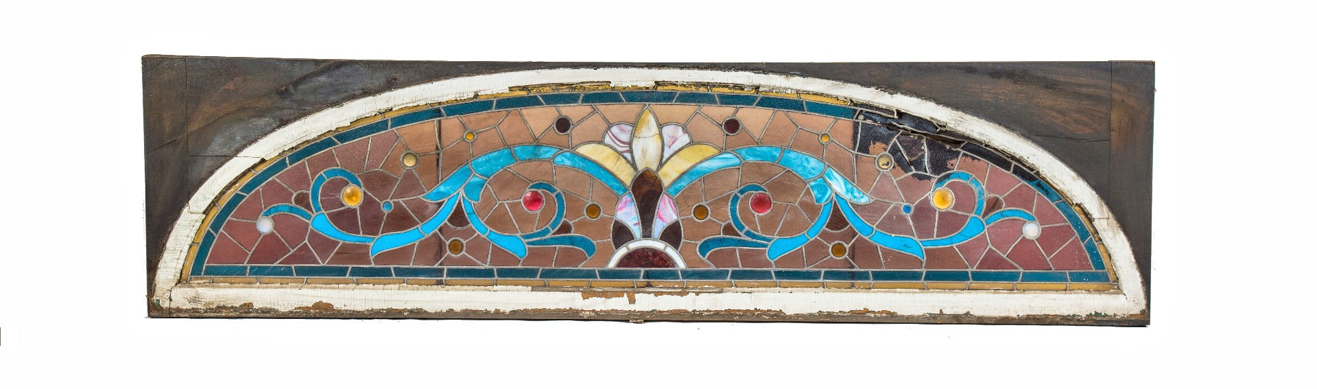 oversized 19th century archtop salvaged chicago interior downtown residential victorian era stained glass lunette window