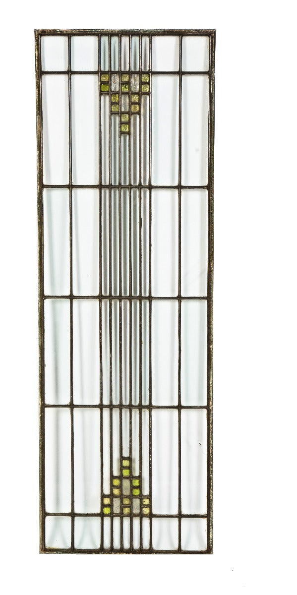 remarkable early 20th century wrightesque salvaged chicago prairie school leaded art glass window with colonial caming