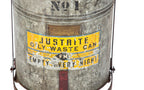 original salvaged chicago factory "empty every night" galvanized steel foot-operated oily rag trash or waste can