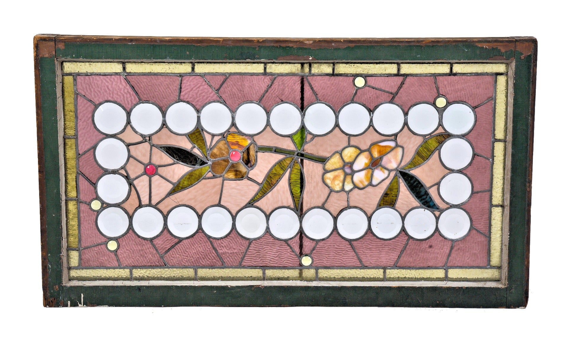 exceptional all original and intact c. 1880's salvaged chicago anglo-japanese style residential stained glass window