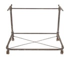 one of two early 20th century antique american cast iron honold casket or coffin display stands with brushed metal finish