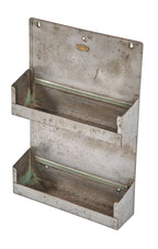 hard to find original c. 1930's vintage american industrial salvaged chicago western electric wall-mounted booklet rack with brushed metal finish