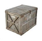 early 20th century oversized painted wood hinged top storage crate or trunk with opposed rope handles