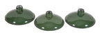 group of three original early 20th century antique american green porcelain enameled benjamin pendant factory reflectors