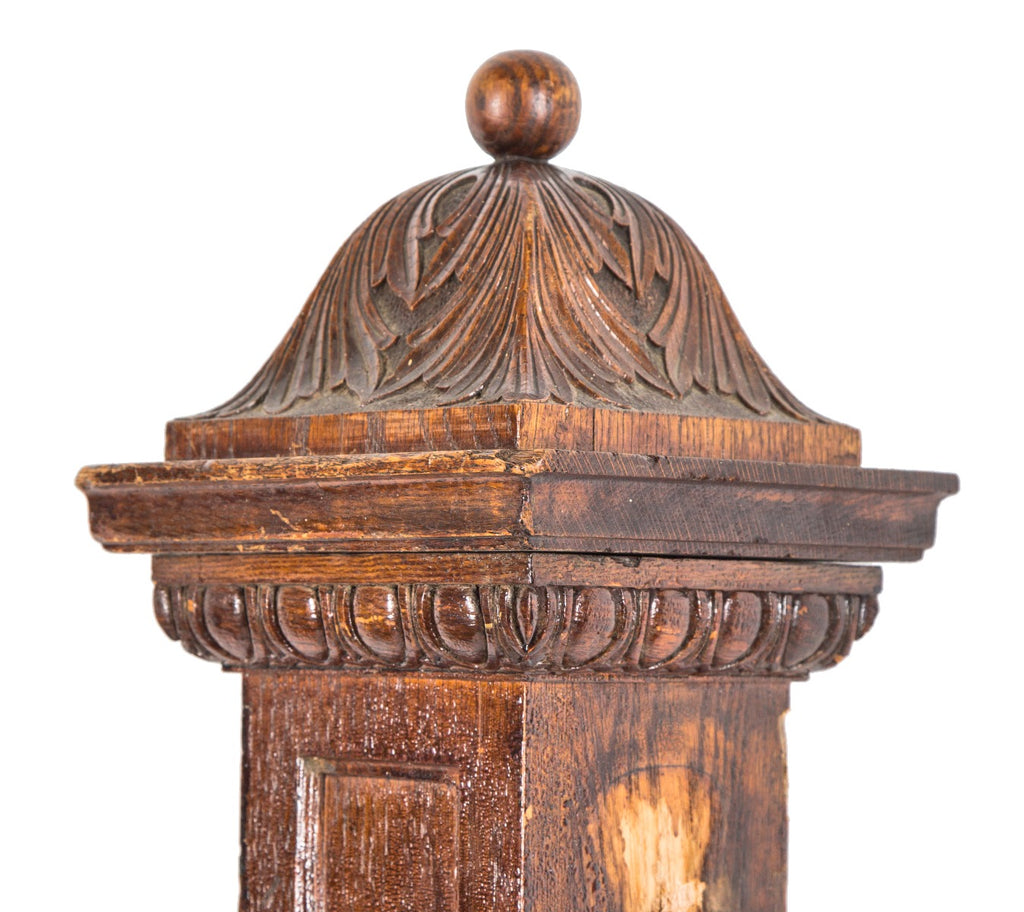 late 19th century original salvaged chicago carved oak wood interior residential new post with ball finial
