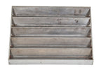 c. 1940's pressed and folded steel multi-tier oversized "weatherhead" countertop display rack with brushed metal finish