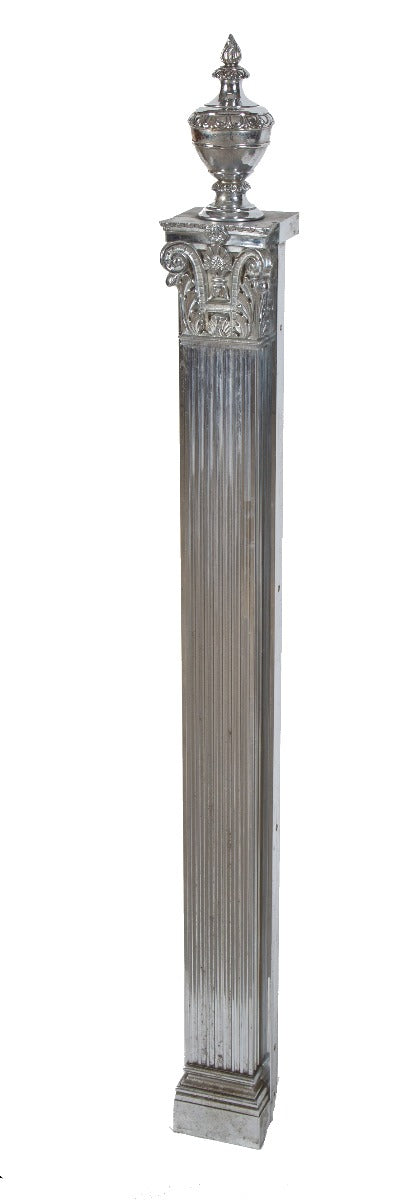 unique single-sided freestanding chrome-plated cast bronze first national bank teller cage pilaster john dillinger-robbed