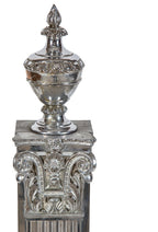 unique single-sided freestanding chrome-plated cast bronze first national bank teller cage pilaster john dillinger-robbed