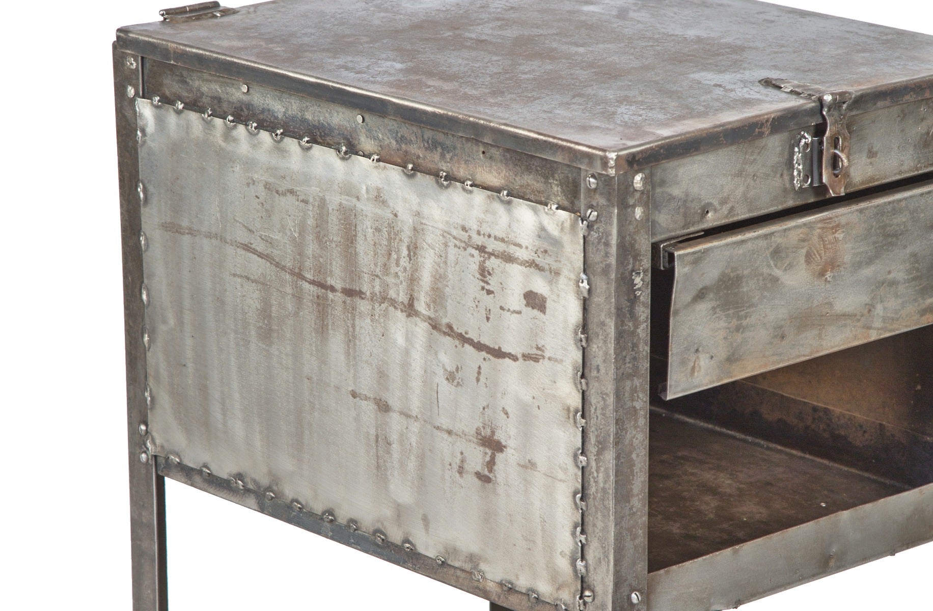 refinished salvaged chicago vintage american industrial customized machine shop tool cart with undershelf and pull-out drawer