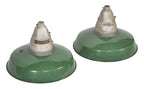 matching set of original salvaged chicago wrigley chewing gum factory green porcelain enameled crouse-hinds pedant lights