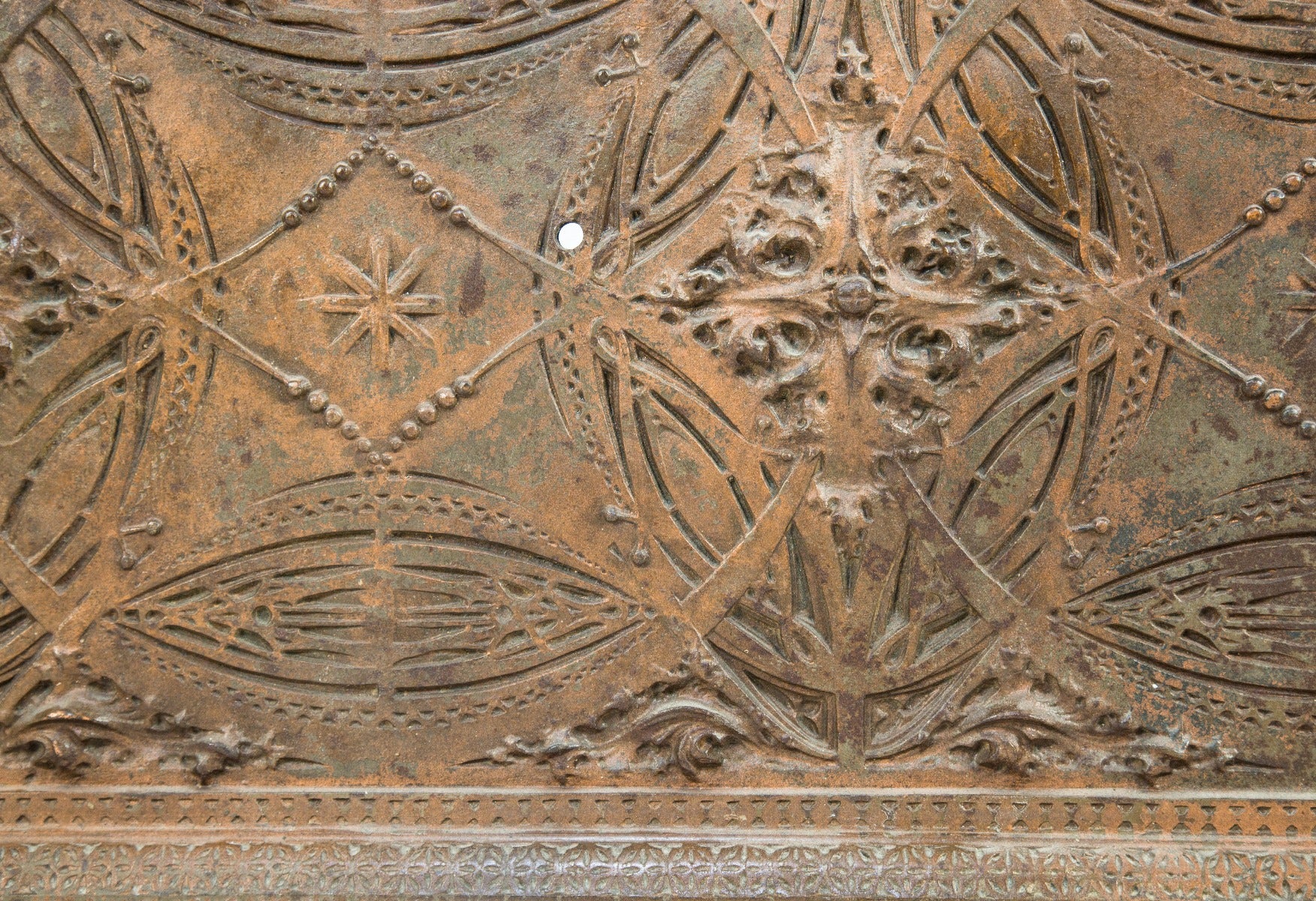 museum-quality copper-plated ornamental cast iron chicago stock exchange building louis h. sullivan-designed interior elevator transom panel