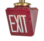 original american depression-era art deco ruby red kopp glass illuminated exit light with unique beveled edges