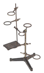 large assortment of salvaged american depression era university of chicago chemistry lab retort stands with adjustable rings